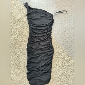 Fifth Avenue Elie Tahari one-shoulder high-stretch black dress sz S Fits M